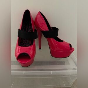 Dollhouse Vibrant Pink Platform Heels